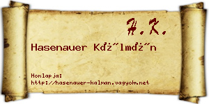 Hasenauer Kálmán névjegykártya
